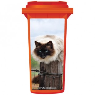 Barn Cat On A Post Wheelie Bin Sticker Panel